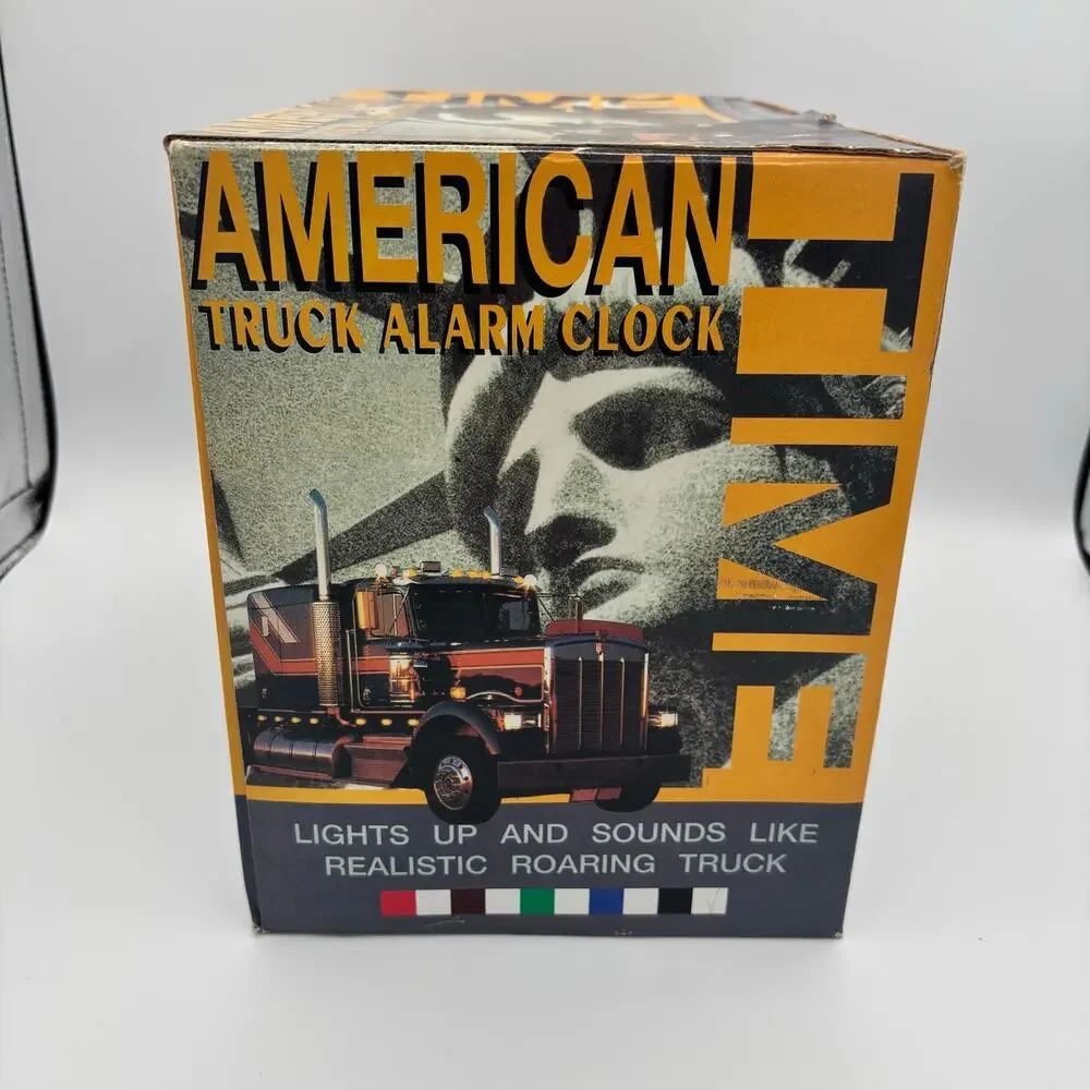 Vintage American Semi Truck Alarm Clock Black Desktop Clock w/ Original Box